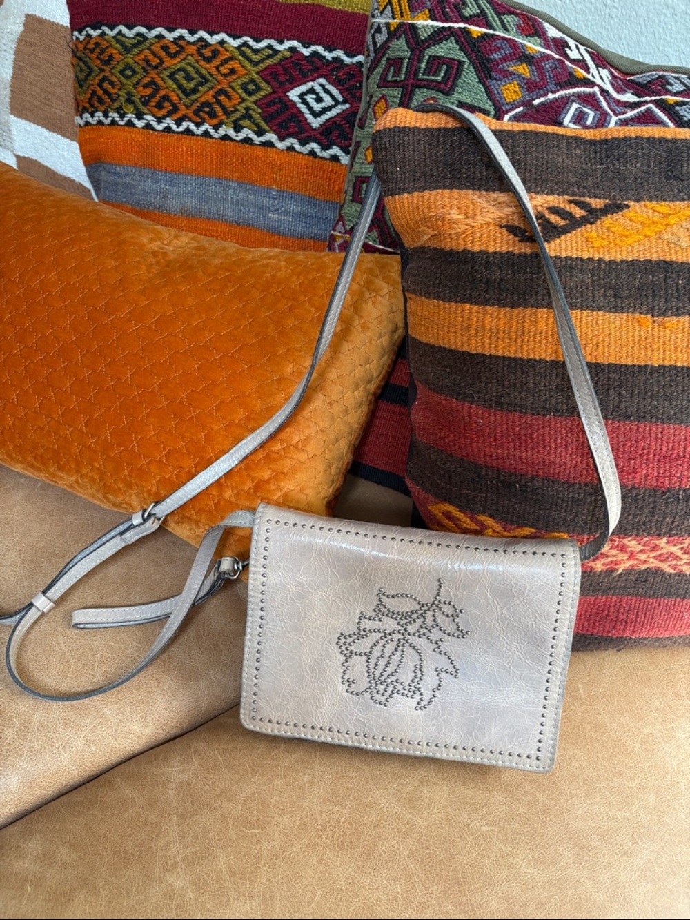 Patricia Nash Lanza Rose Studded Leather Crossbody Purse